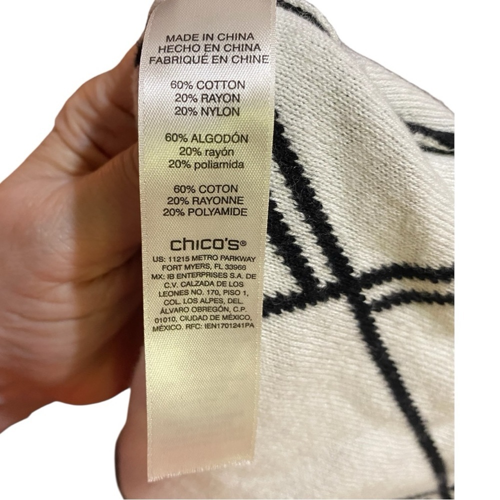 Chico's Black and Cream Knit Sweater Size 2 - Picture 6 of 8